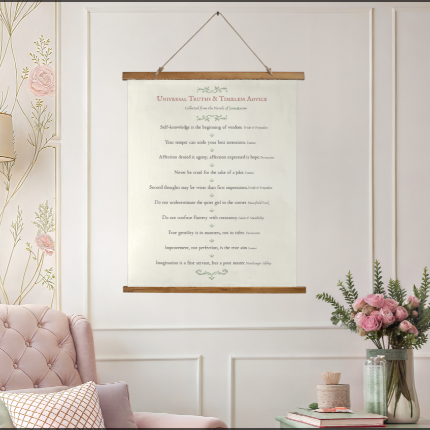 Universal Truths & Timeless Advice — A Jane Austen Almanac Wall Hanging