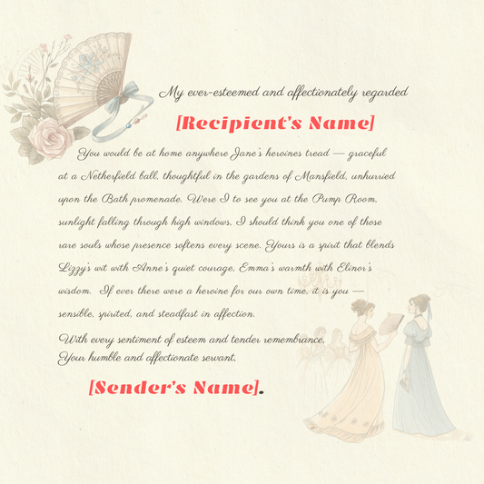Austen-Inspired Wall Art — Personalized Regency Letter