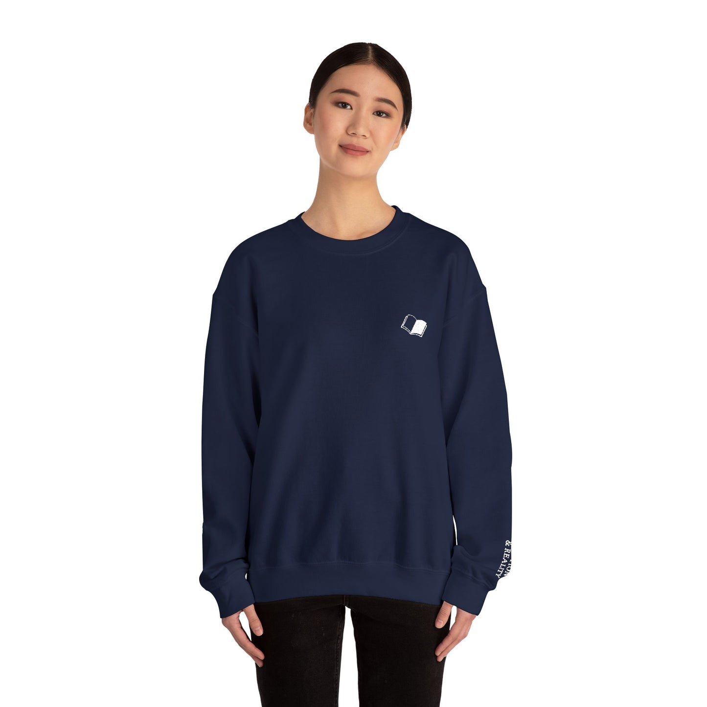 Between Fiction and Reality. Literary Embroidered Sweatshirt, Dark