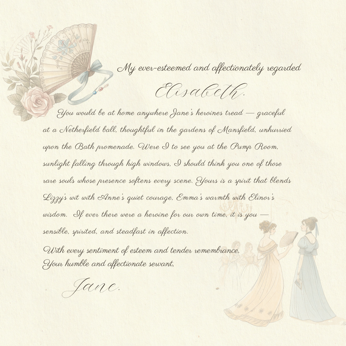Austen-Inspired Wall Art — Personalized Regency Letter