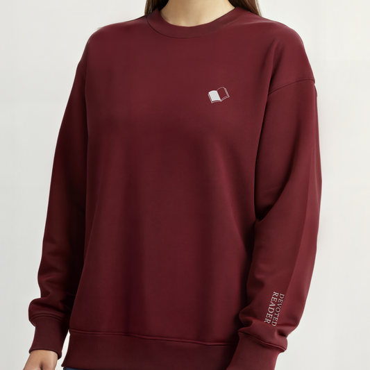 Devoted Reader. Literary Embroidered Sweatshirt, Dark