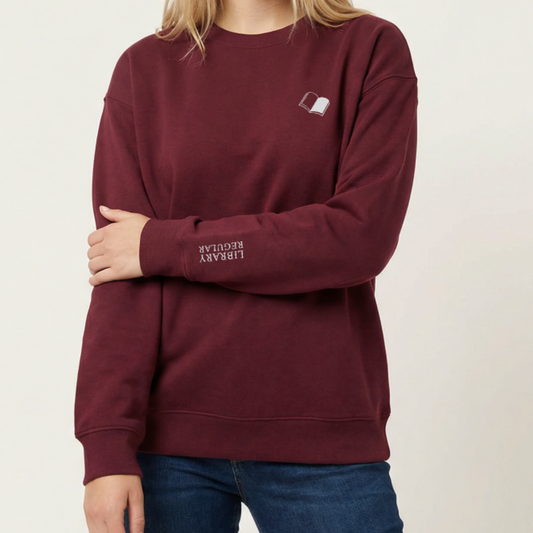 Library Regular. Literary Embroidered Sweatshirt, Dark