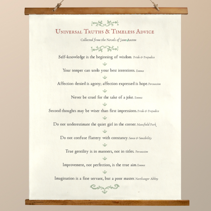 Universal Truths & Timeless Advice — A Jane Austen Almanac Wall Hanging