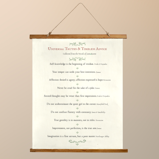 Universal Truths & Timeless Advice — A Jane Austen Almanac Wall Hanging