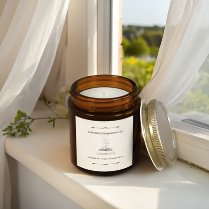 “Lady [Name]’s Imagination Is Lit” Personalized Candle