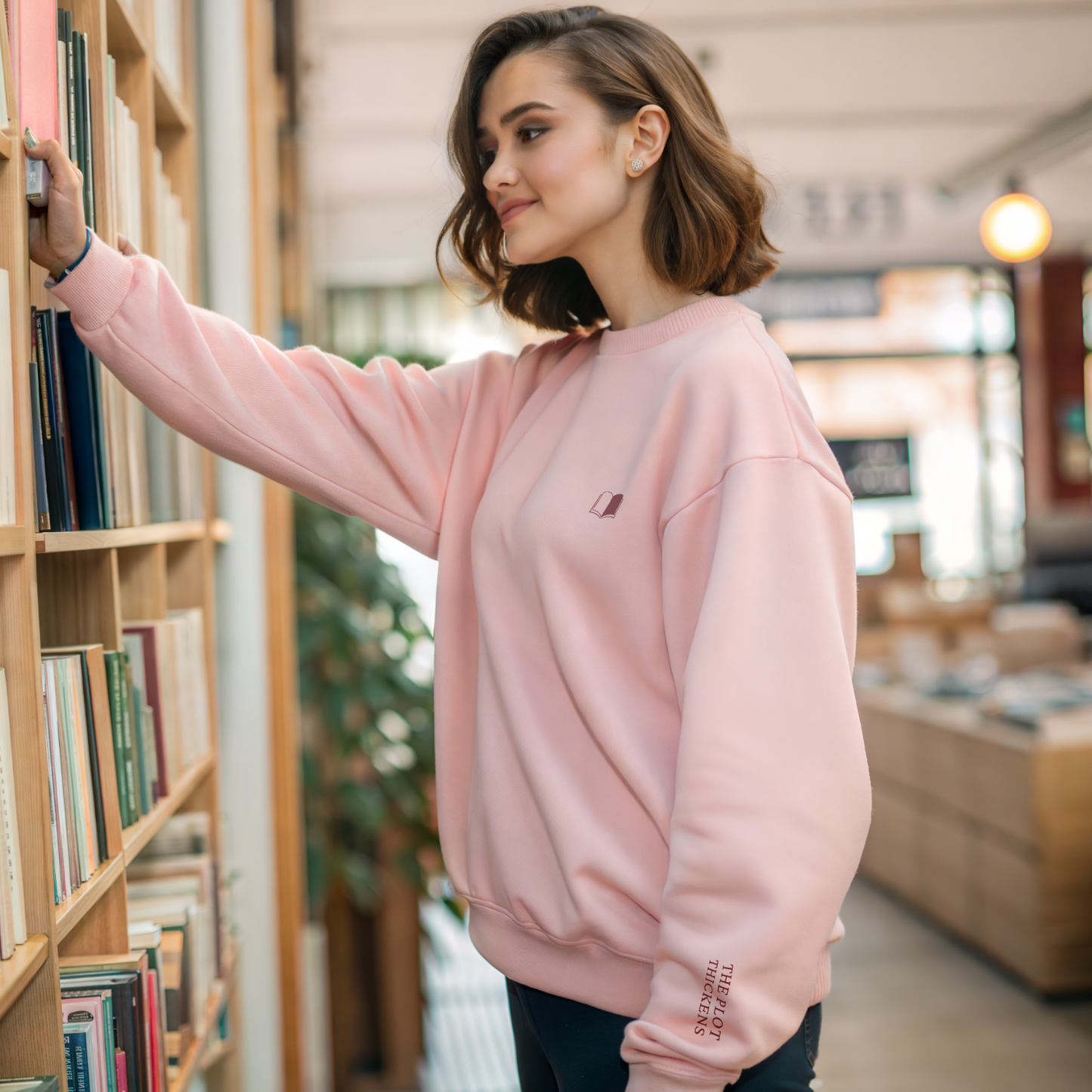 The Plot Thickens. Literary Embroidered Sweatshirt, Light