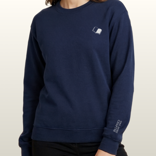 One More Chapter. Literary Embroidered Sweatshirt, Dark