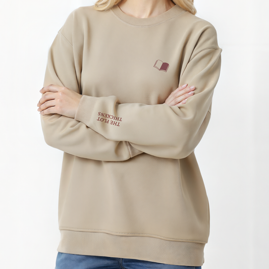 The Plot Thickens. Literary Embroidered Sweatshirt, Light