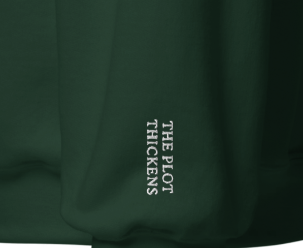 The Plot Thickens. Literary Embroidered Sweatshirt, Dark