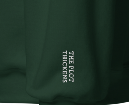 The Plot Thickens. Literary Embroidered Sweatshirt, Dark