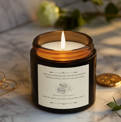 "Waiting for Her Next Plot Development" Personalized Candle