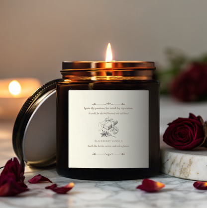 “Ignite thy passions, but mind thy reputation.” Scented Candle
