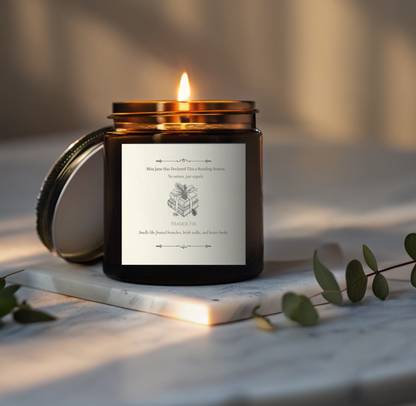 "Miss [Name] Has Declared This a Reading Season" Personalized Candle
