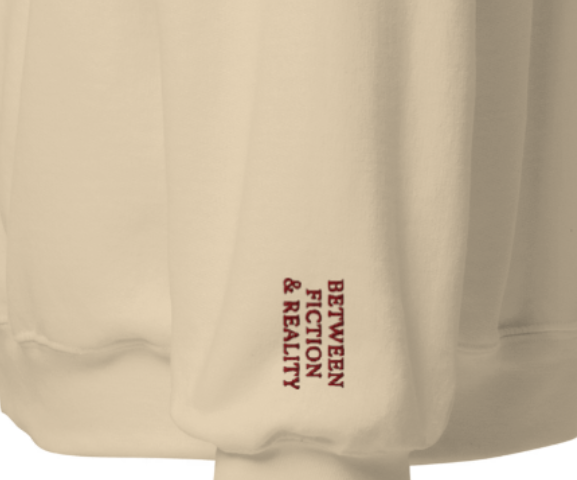 Between Fiction & Reality. Literary Embroidered Sweatshirt, Light