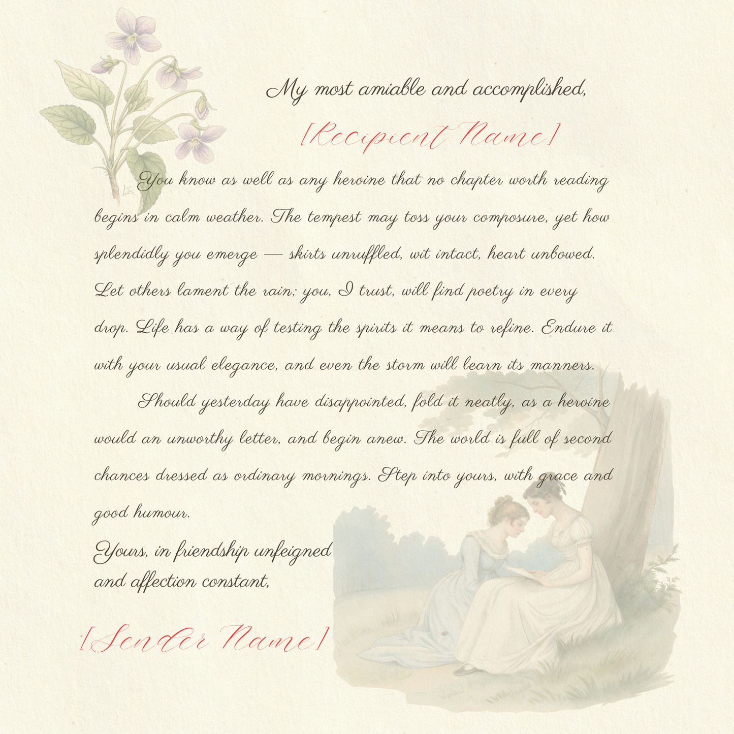 The Heroine’s Morning — Personalized Regency Letter